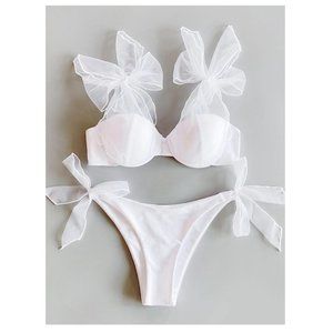 SOLD OUT ON WEBSITE SHEIN White Bridal Bikini Top & Bottoms
